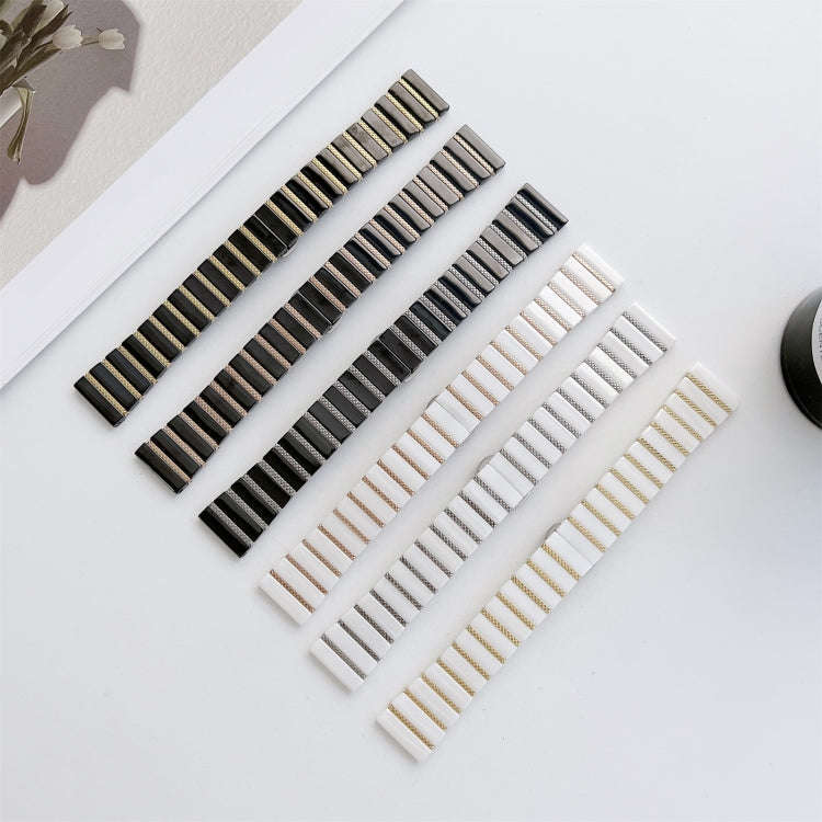 20mm Ceramic One-bead Steel Watch Band(Black Rose Gold)