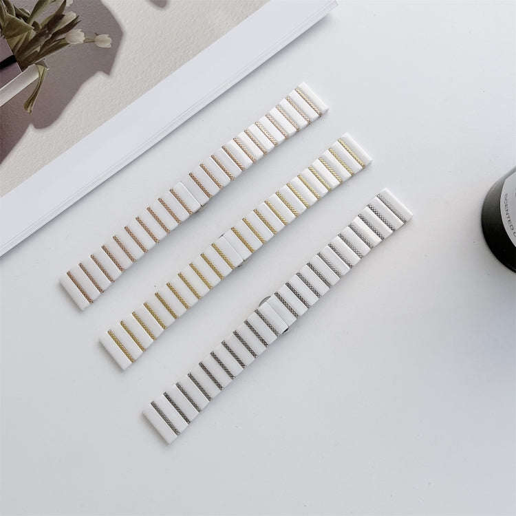 22mm Ceramic One-bead Steel Watch Band(White Silver)