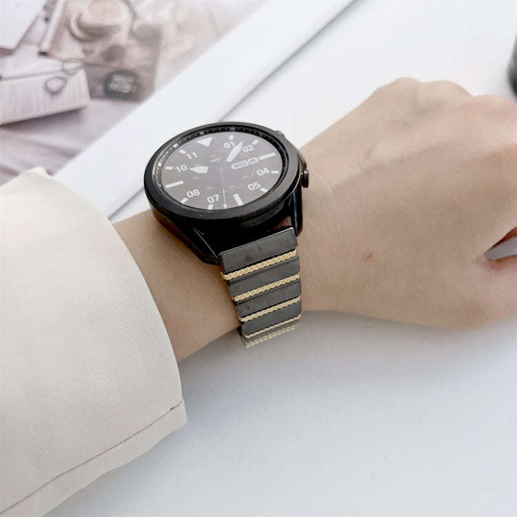 22mm Ceramic One-bead Steel Watch Band(Black Silver)
