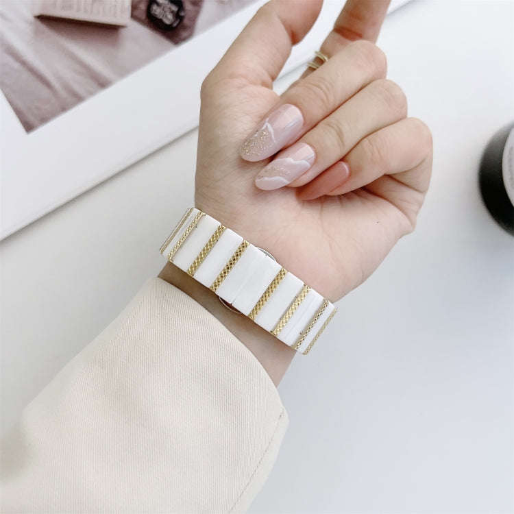 22mm Ceramic One-bead Steel Watch Band(Black Silver)