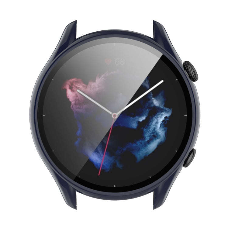 For Amazfit GTR 3 / GTR 3 Pro PC + Tempered Glass Watch Protective Case(Ink Blue)