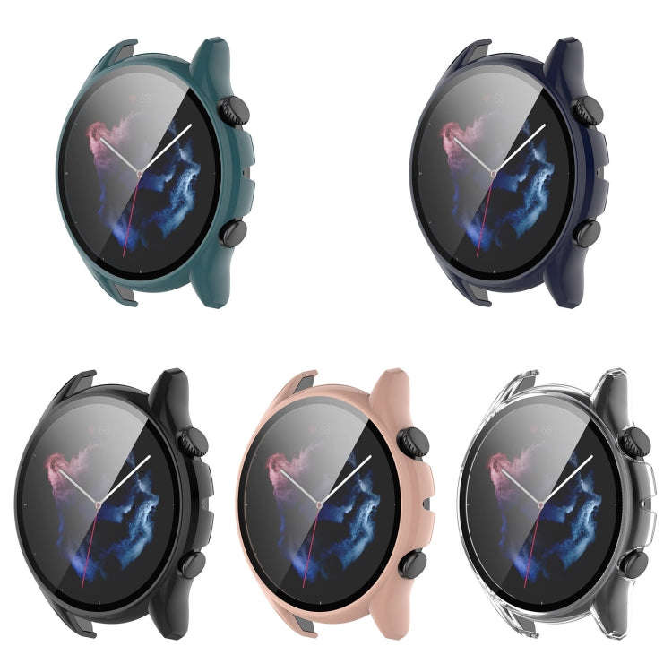 For Amazfit GTR 3 / GTR 3 Pro PC + Tempered Glass Watch Protective Case(Ink Blue)
