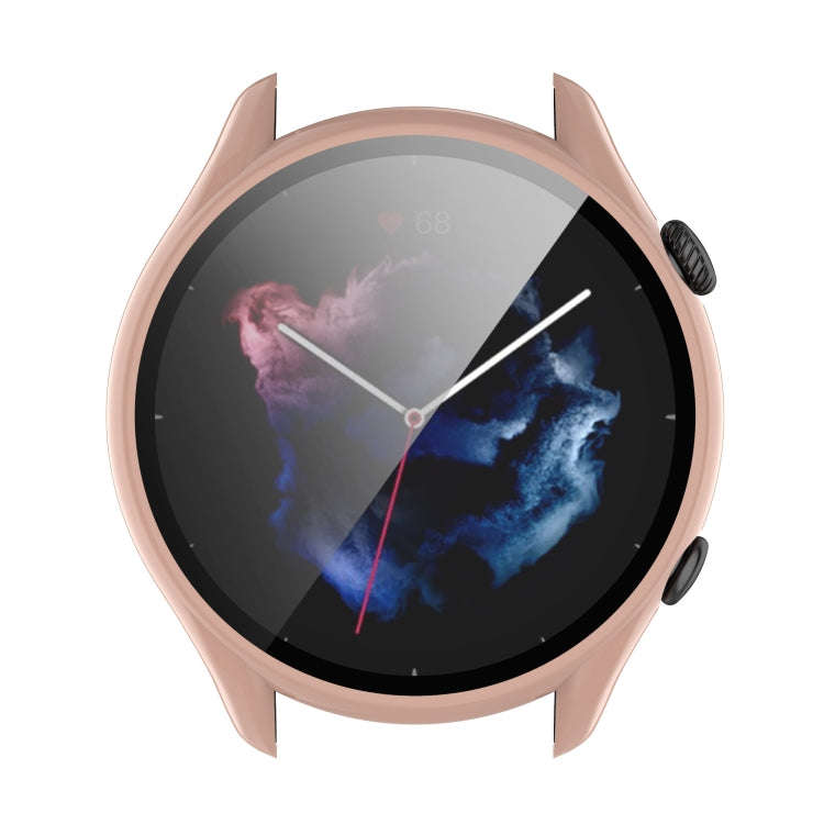 For Amazfit GTR 3 / GTR 3 Pro PC + Tempered Glass Watch Protective Case(Cherry Blossom Pink)