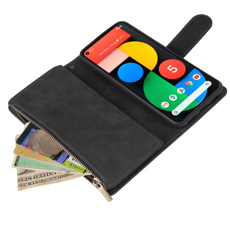 For Google Pixel 5a 5G Multifunctional Phone Leather Case with Card Slot & Holder & Zipper Wallet...