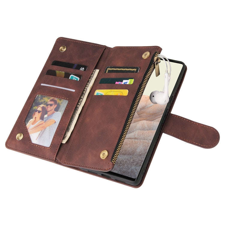 For Google Pixel 6 Pro Multifunctional Phone Leather Case with Card Slot & Holder & Zipper Wallet...