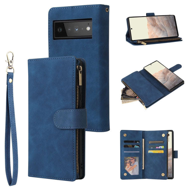 For Google Pixel 6 Pro Multifunctional Phone Leather Case with Card Slot & Holder & Zipper Wallet...