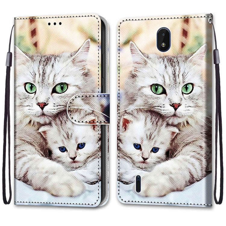 For Nokia C01 Plus Coloured Drawing Cross Texture Horizontal Flip PU Phone Leather Case with Hold...