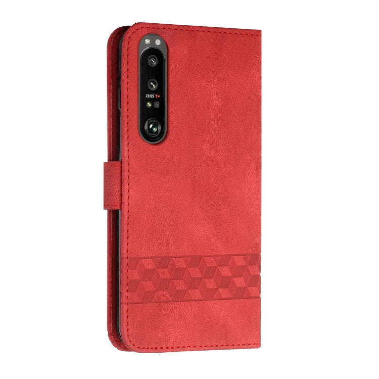 For Sony Xperia 5 III Cubic Skin Feel Flip Leather Phone Case(Red)
