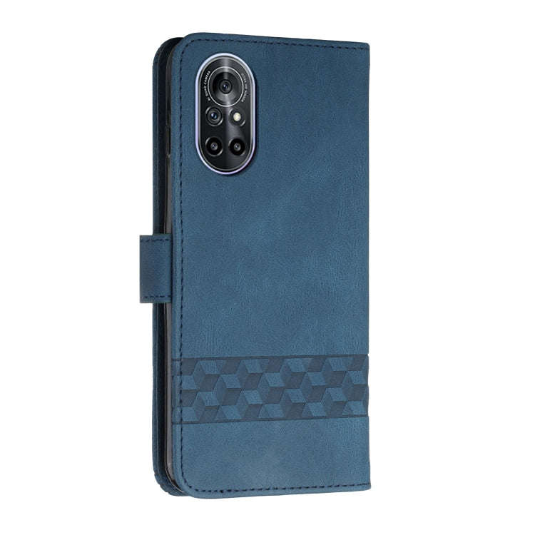 For Huawei nova 8 Cubic Skin Feel Flip Leather Phone Case(Royal Blue)