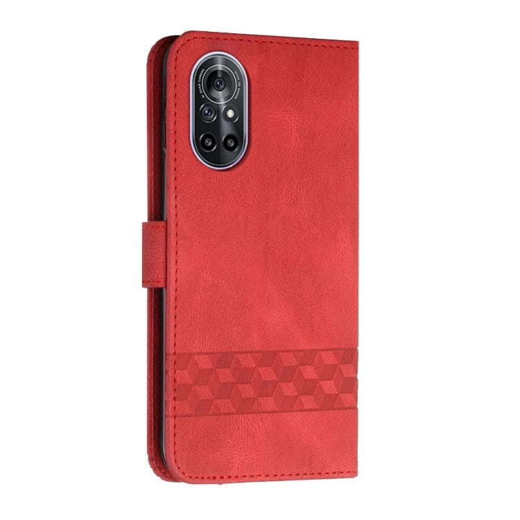 For Huawei nova 8 Cubic Skin Feel Flip Leather Phone Case(Red)