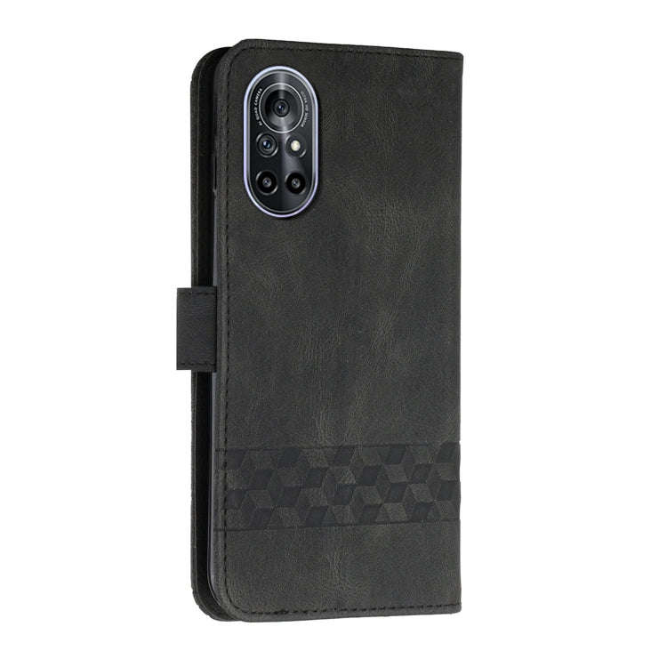 For Huawei nova 8 Cubic Skin Feel Flip Leather Phone Case(Black)