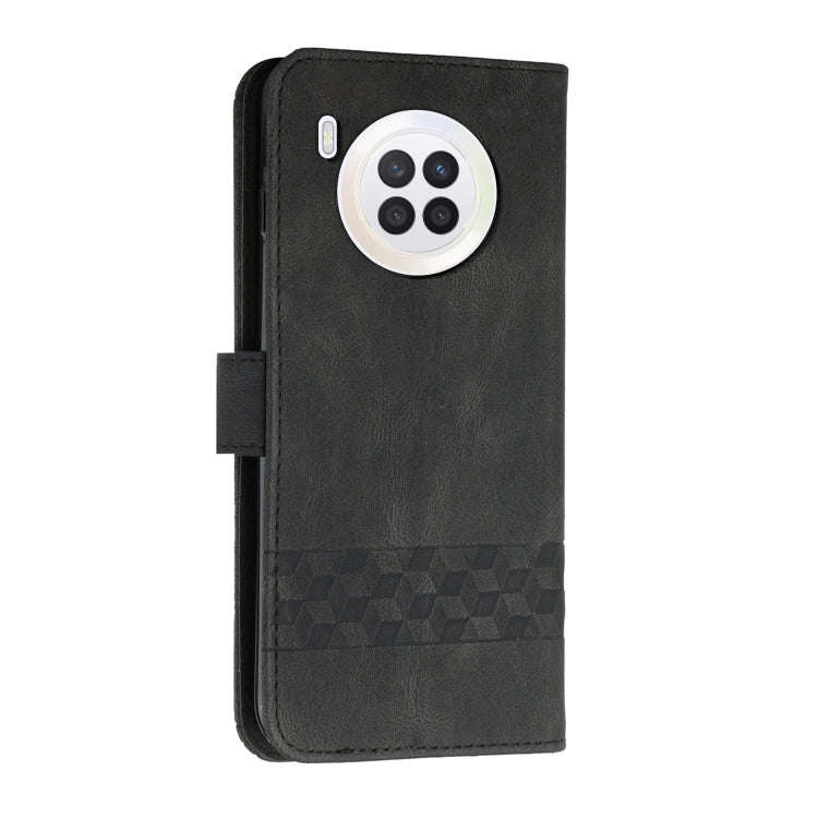 For Huawei nova 8i Cubic Skin Feel Flip Leather Phone Case(Black)