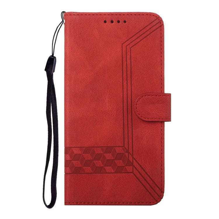 For Huawei P Smart 2019 Cubic Skin Feel Flip Leather Phone Case(Red)