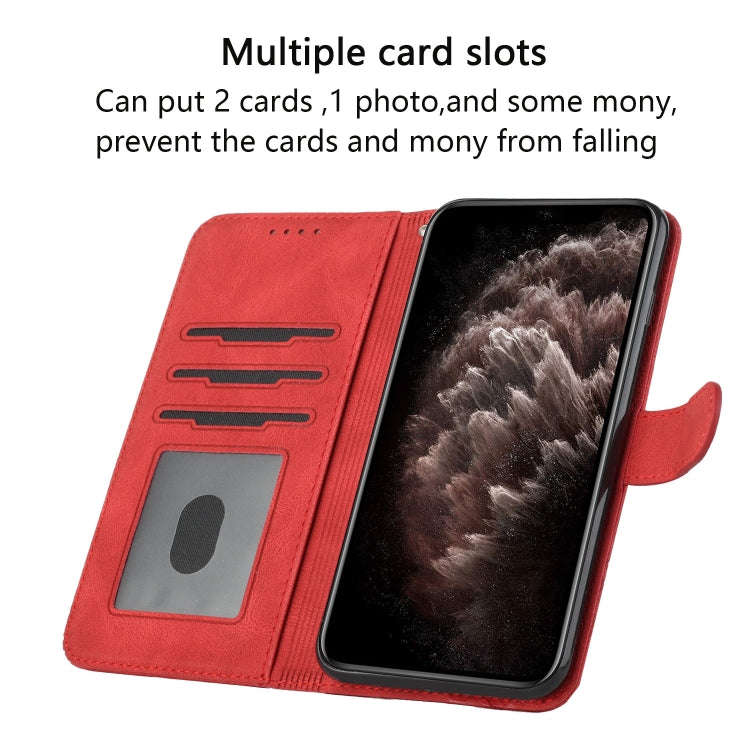 For Huawei P Smart 2019 Cubic Skin Feel Flip Leather Phone Case(Red)