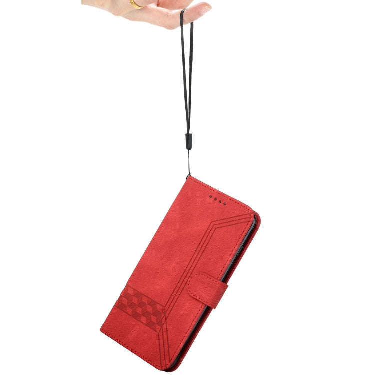 For Huawei P Smart 2019 Cubic Skin Feel Flip Leather Phone Case(Red)