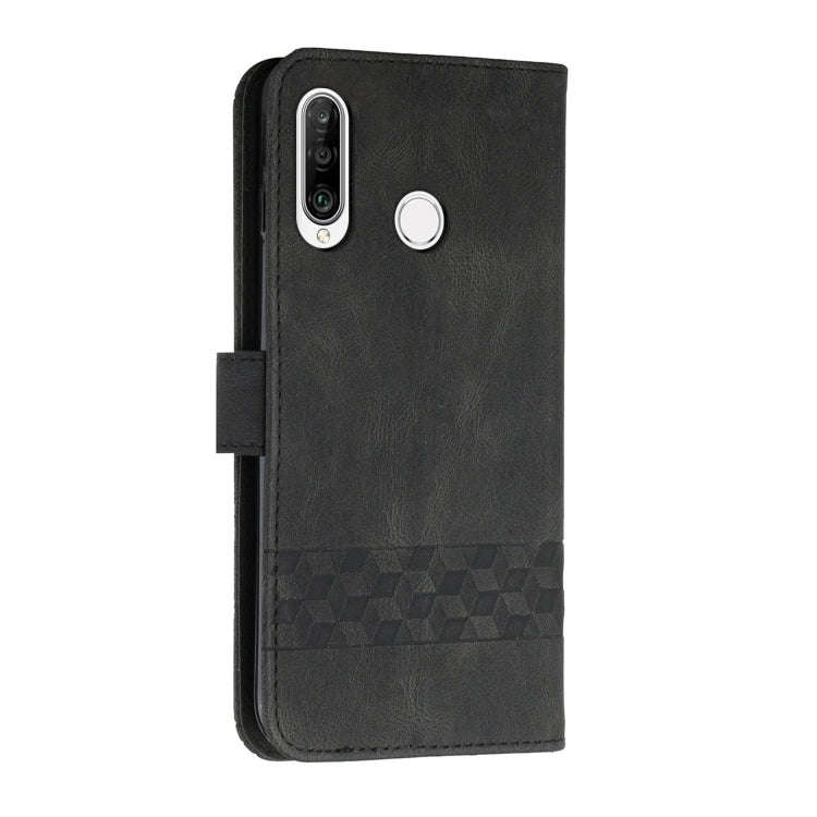 For Huawei P Smart 2019 Cubic Skin Feel Flip Leather Phone Case(Black)