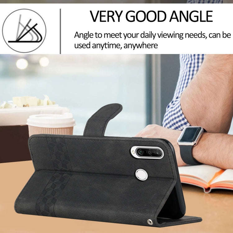 For Huawei P Smart Z Cubic Skin Feel Flip Leather Phone Case(Black)