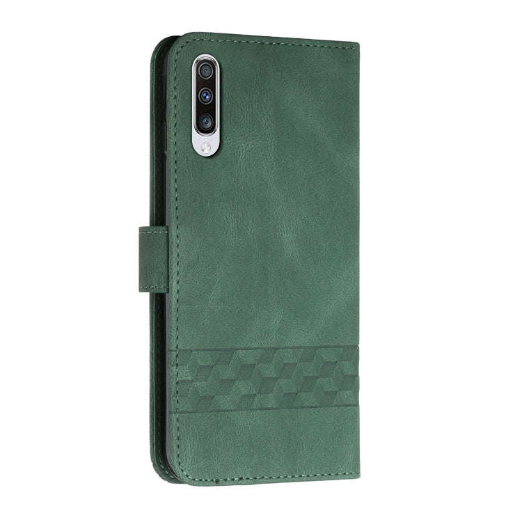 For Huawei P30 Cubic Skin Feel Flip Leather Phone Case(Dark Green)