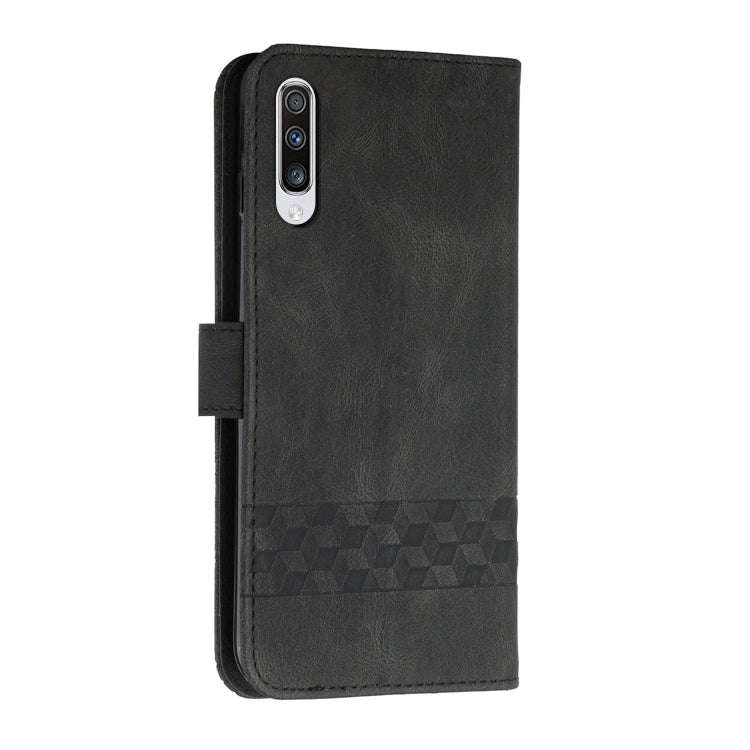 For Huawei P30 Cubic Skin Feel Flip Leather Phone Case(Black)