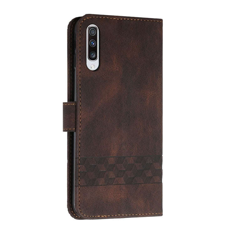 For Huawei P30 Cubic Skin Feel Flip Leather Phone Case(Dark Brown)