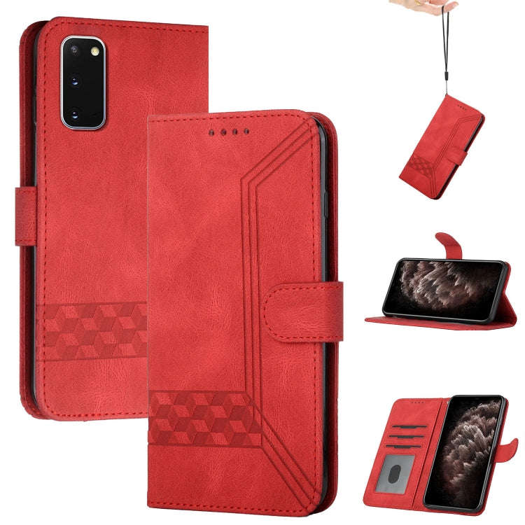 For Huawei P40 Cubic Skin Feel Flip Leather Phone Case(Red)