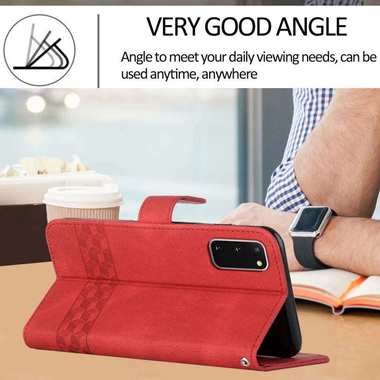 For Huawei P40 Cubic Skin Feel Flip Leather Phone Case(Red)