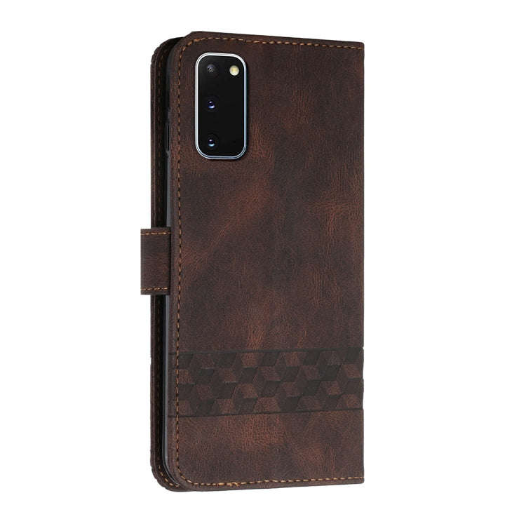 For Huawei P40 Cubic Skin Feel Flip Leather Phone Case(Dark Brown)
