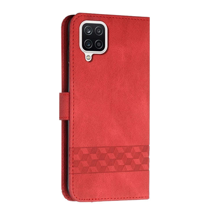For Huawei P40 Lite Cubic Skin Feel Flip Leather Phone Case(Red)