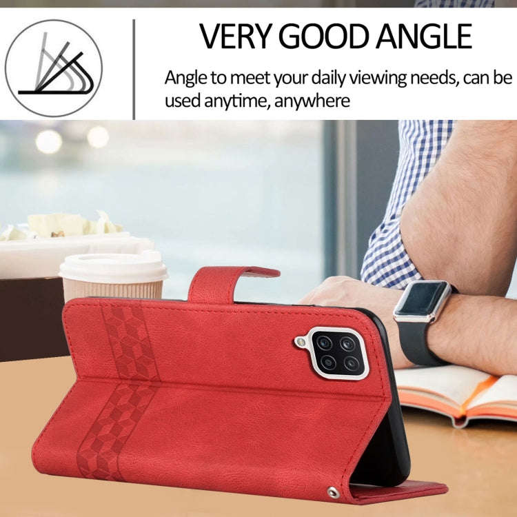 For Huawei P40 Lite Cubic Skin Feel Flip Leather Phone Case(Red)