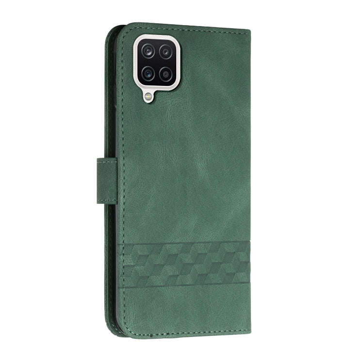 For Huawei P40 Lite Cubic Skin Feel Flip Leather Phone Case(Dark Green)