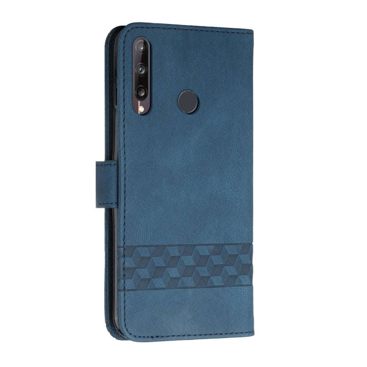 For Huawei P40 Lite E Cubic Skin Feel Flip Leather Phone Case(Royal Blue)