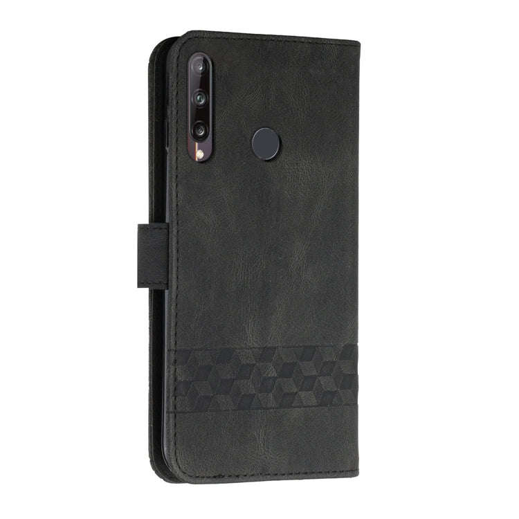 For Huawei P40 Lite E Cubic Skin Feel Flip Leather Phone Case(Black)
