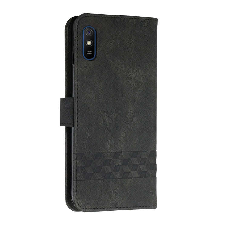 For Huawei Y5 2019 Cubic Skin Feel Flip Leather Phone Case(Black)