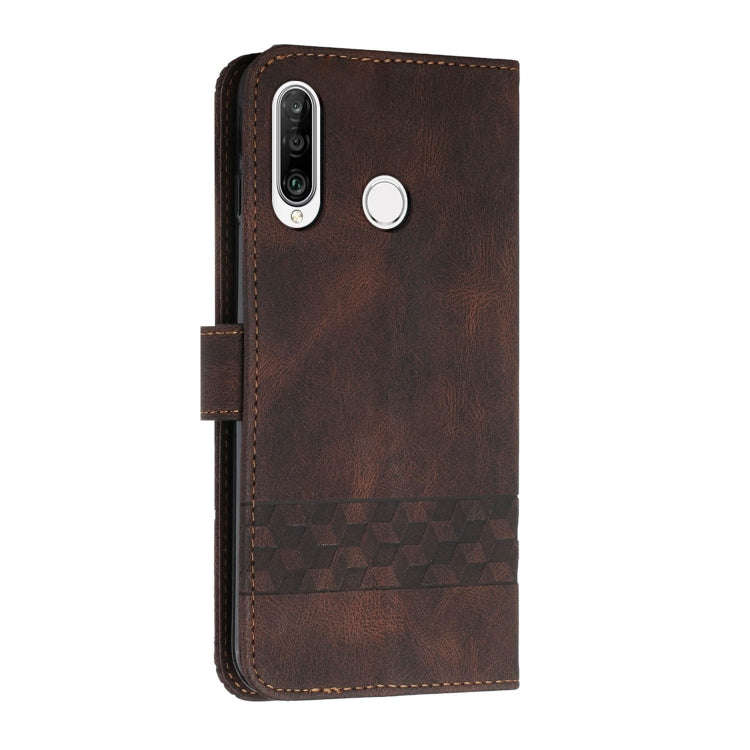 For Huawei Y6 2019 Cubic Skin Feel Flip Leather Phone Case(Dark Brown)