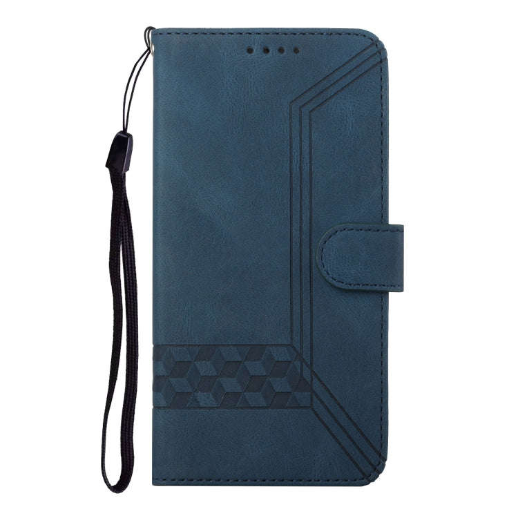 For Huawei Y7 2019 Cubic Skin Feel Flip Leather Phone Case(Royal Blue)