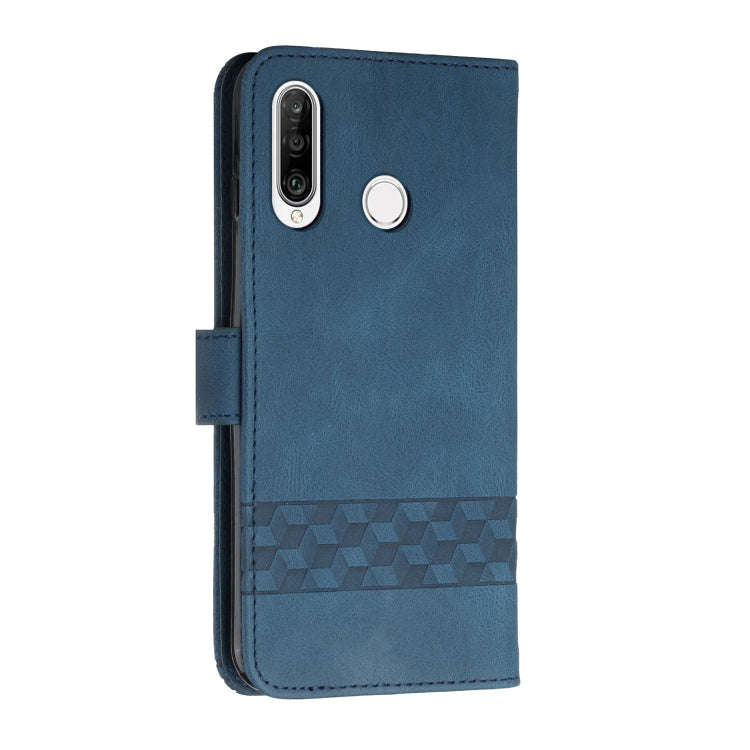 For Huawei Y7 2019 Cubic Skin Feel Flip Leather Phone Case(Royal Blue)