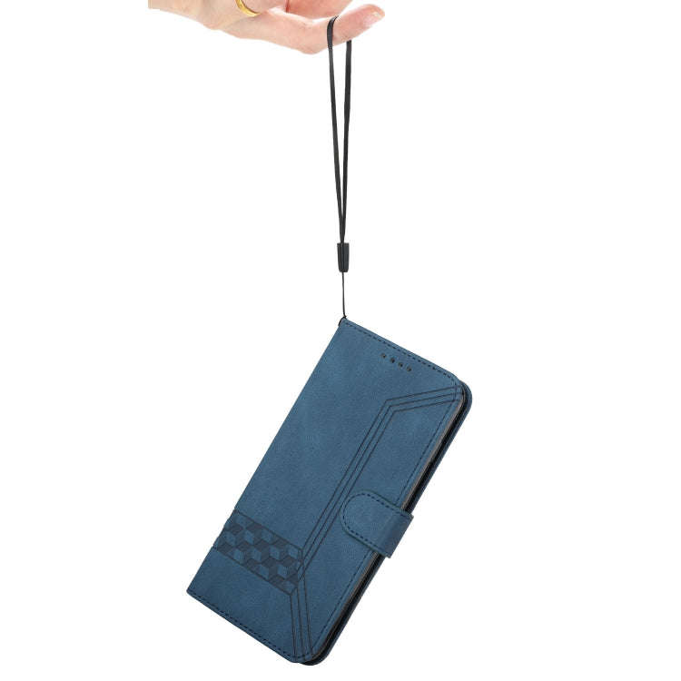 For Huawei Y7 2019 Cubic Skin Feel Flip Leather Phone Case(Royal Blue)