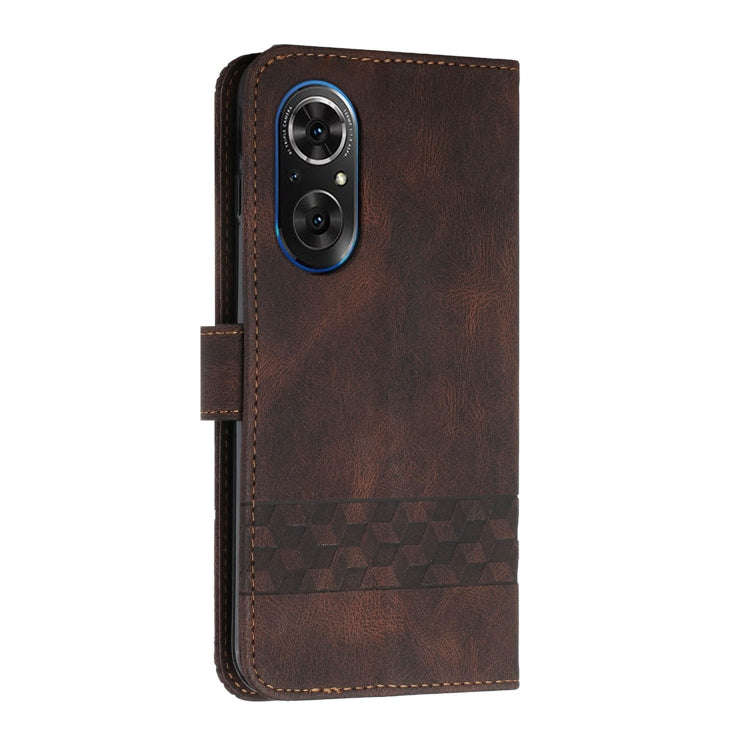 For Honor 50 Cubic Skin Feel Flip Leather Phone Case(Dark Brown)