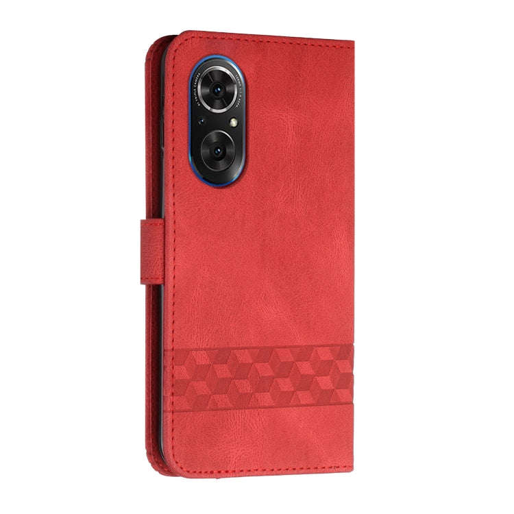 For Honor 50 Pro Cubic Skin Feel Flip Leather Phone Case(Red)