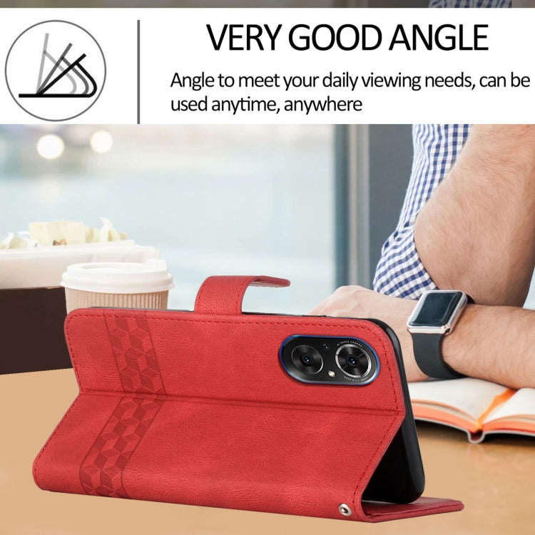 For Honor 50 Pro Cubic Skin Feel Flip Leather Phone Case(Red)