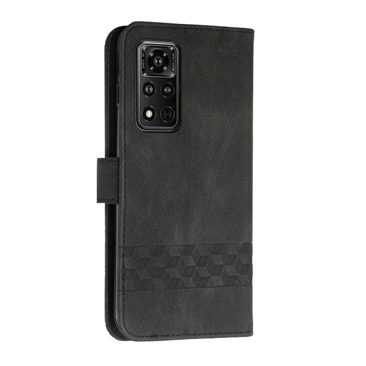 For Honor V40 4G Cubic Skin Feel Flip Leather Phone Case(Black)