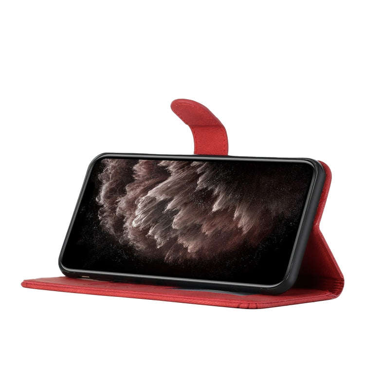 For Honor V40 5G Cubic Skin Feel Flip Leather Phone Case(Red)