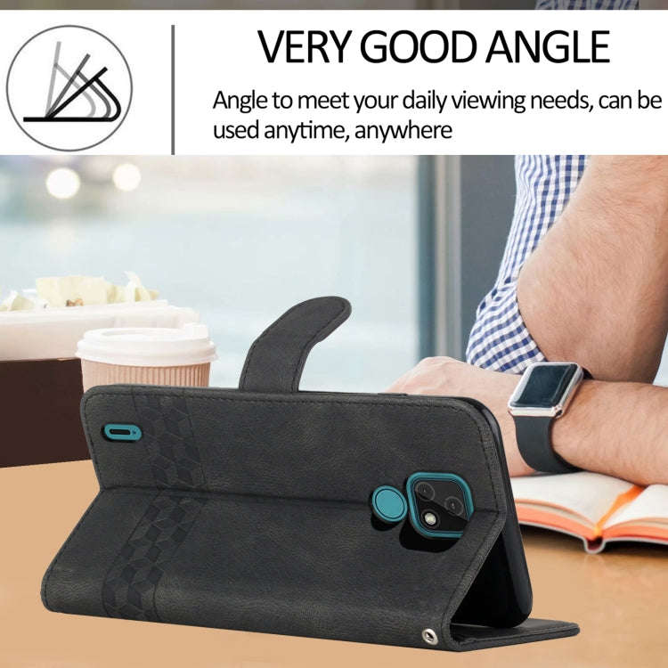 For Motorola Moto E7 Cubic Skin Feel Flip Leather Phone Case(Black)