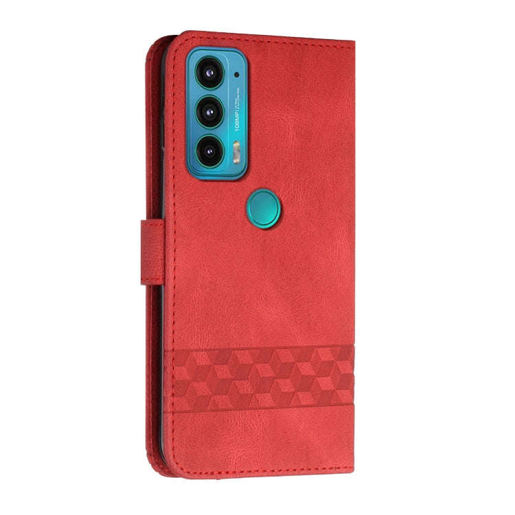 For Motorola Edge 20 Cubic Skin Feel Flip Leather Phone Case(Red)
