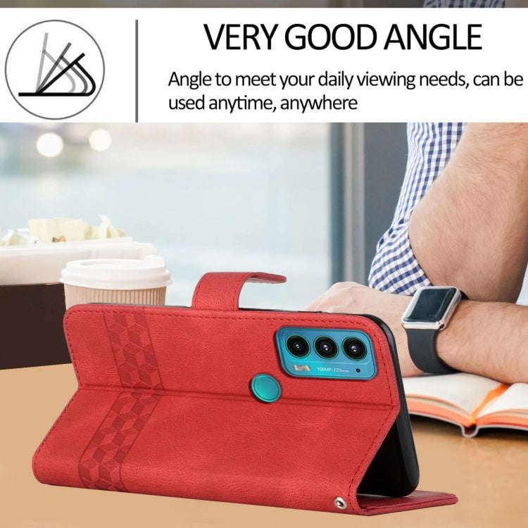 For Motorola Edge 20 Cubic Skin Feel Flip Leather Phone Case(Red)