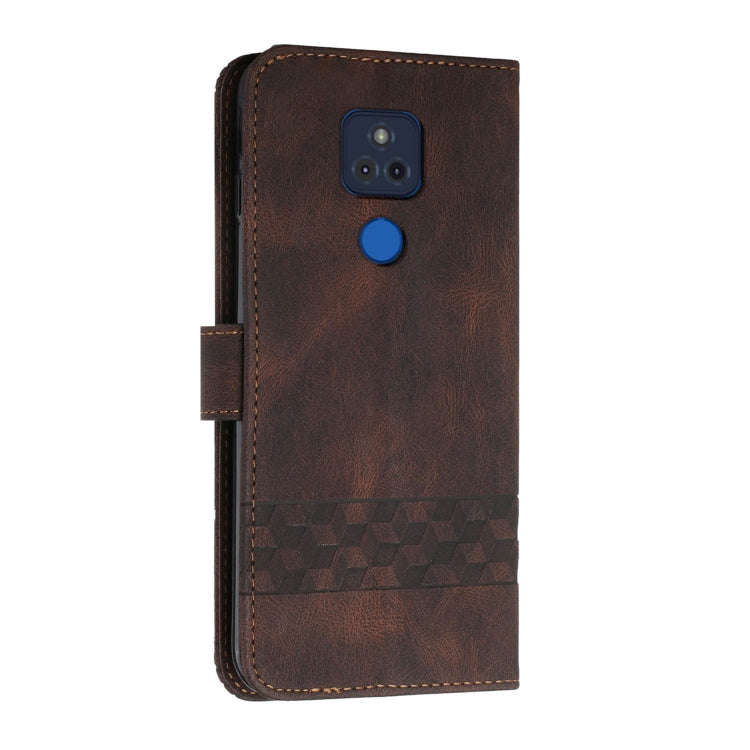 For Motorola Moto G Play 2021 Cubic Skin Feel Flip Leather Phone Case(Dark Brown)