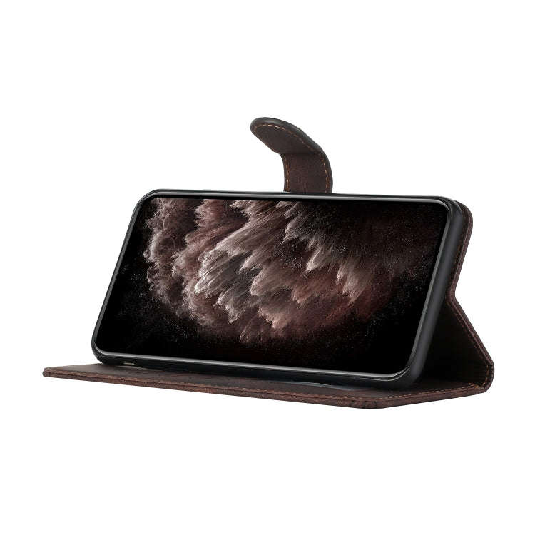 For Motorola Moto G Play 2021 Cubic Skin Feel Flip Leather Phone Case(Dark Brown)