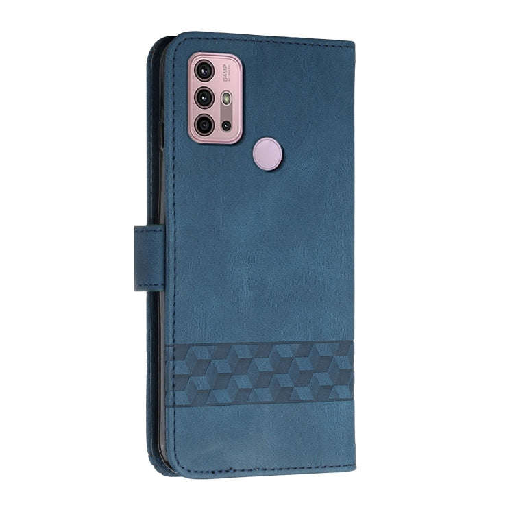 For Motorola Moto G10 / G20 / G30 Cubic Skin Feel Flip Leather Phone Case(RoyalBlue)