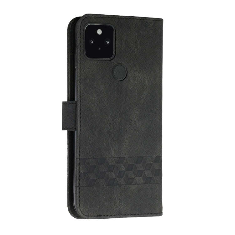 For Google Pixel 5 Cubic Skin Feel Flip Leather Phone Case(Black)