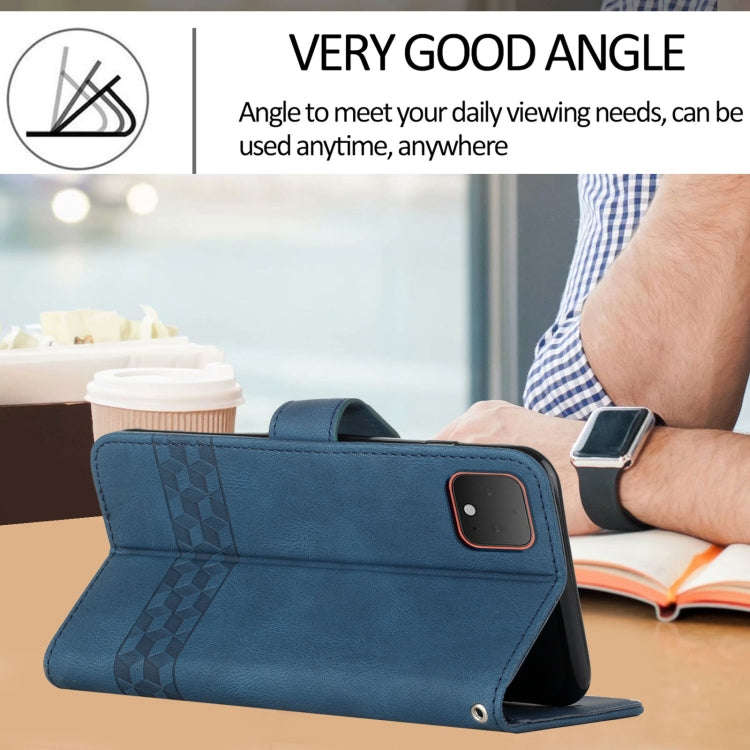 For Google Pixel 4 Cubic Skin Feel Flip Leather Phone Case(RoyalBlue)